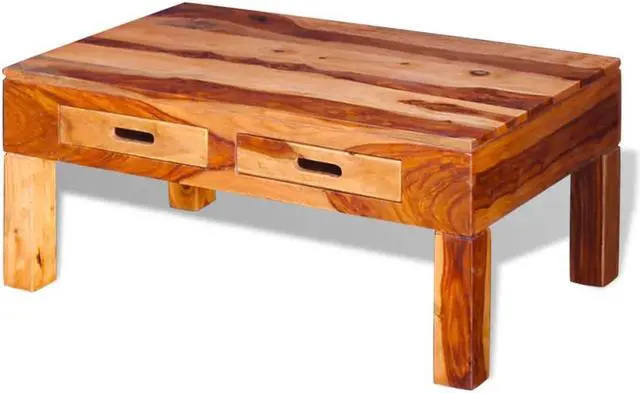 Alt view image 8 of 14 - vidaXL Coffee Table Brown Solid Acacia wood, Palisander wood Medium