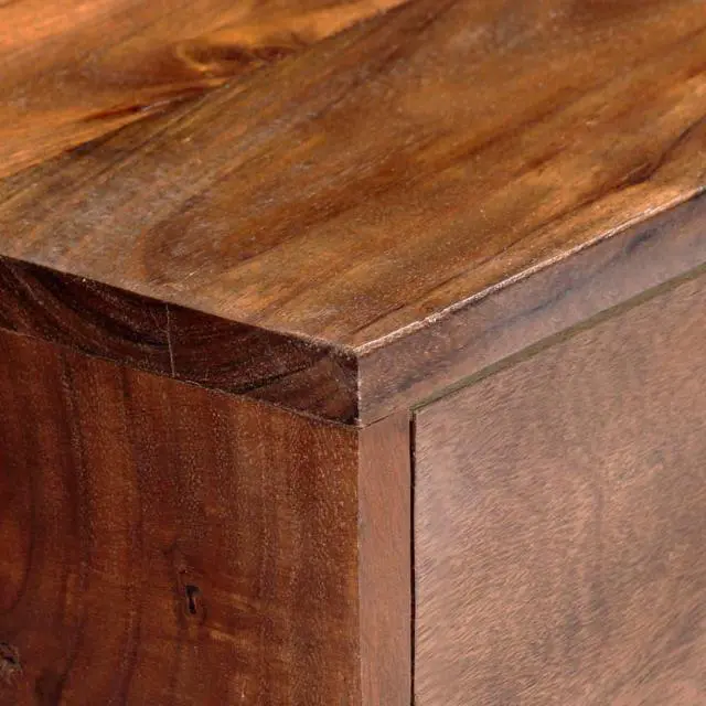 Alt view image 4 of 11 - vidaXL Solid Acacia Wood TV Cabinet Sturdy 47.2" Steel TV Drawer Stand Unit