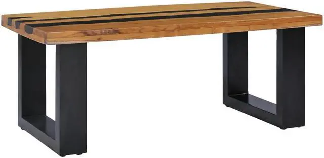 Alt view image 2 of 13 - vidaXL Coffee Table End Table Side Sofa Table Solid Wood Teak and Lava Stone