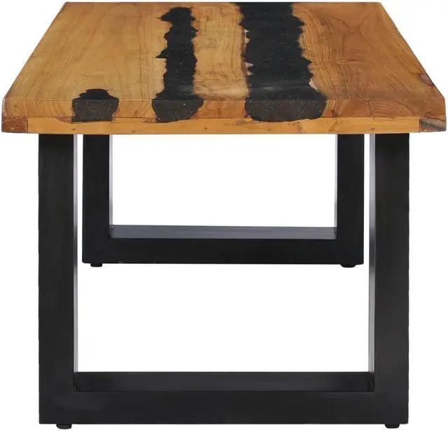 Alt view image 4 of 13 - vidaXL Coffee Table End Table Side Sofa Table Solid Wood Teak and Lava Stone
