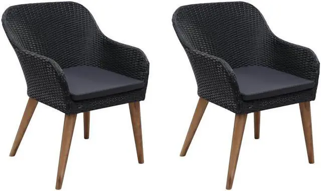 Main image of vidaXL Patio Chairs 2 Pcs Patio Dining Chair with Cushions Poly Rattan Black