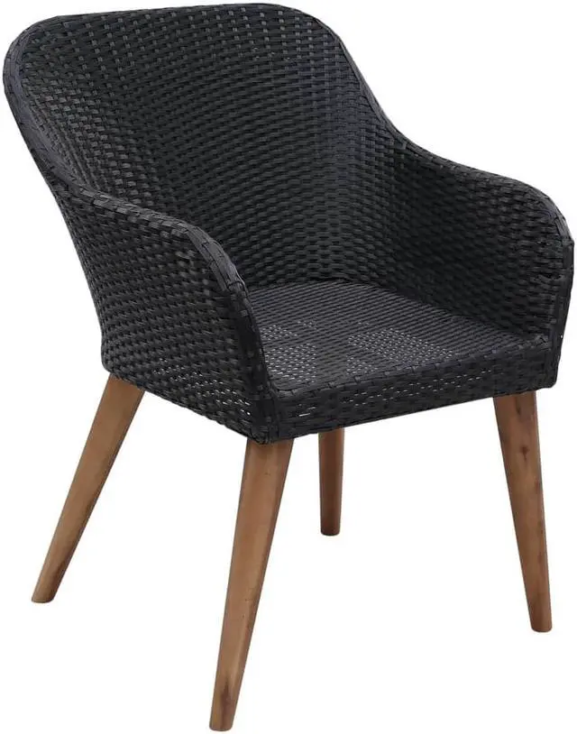 Alt view image 6 of 14 - vidaXL Patio Chairs 2 Pcs Patio Dining Chair with Cushions Poly Rattan Black