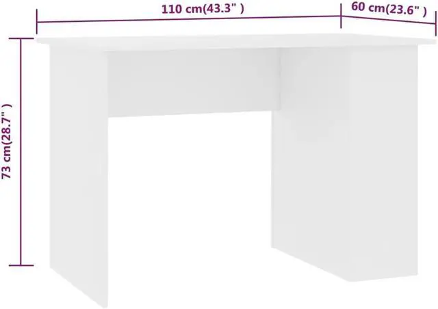 Alt view image 12 of 15 - vidaXL Desk Computer Desk Home Office Desk Workstation White Engineered Wood