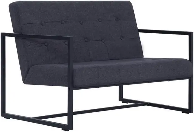 Alt view image 2 of 10 - vidaXL Sofa Loveseat with Armrests for Living Room Dark Gray Steel and Fabric