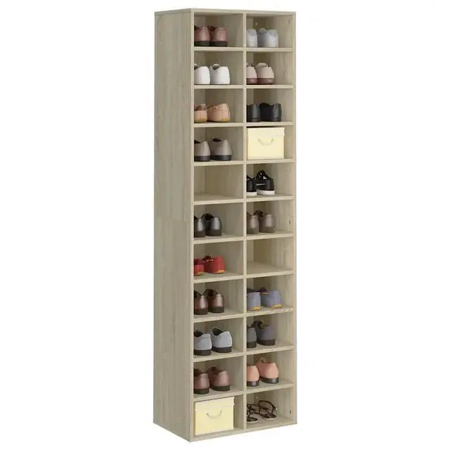 Alt view image 6 of 10 - vidaXL Shoe Cabinet Sonoma Oak 21.2"x13.3"x72" Chipboard