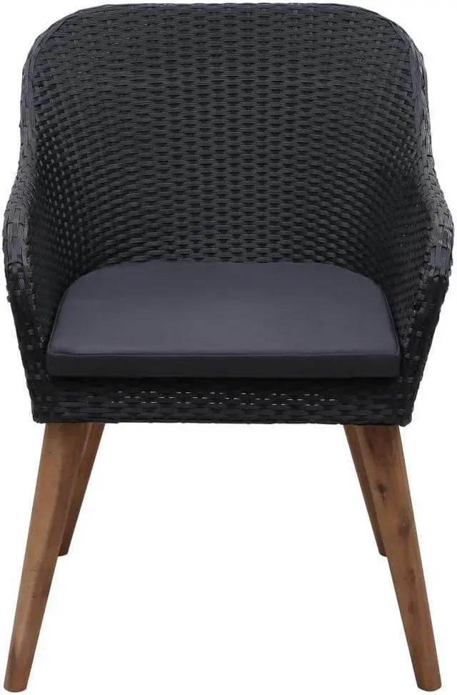 Alt view image 3 of 14 - vidaXL Patio Chairs 2 Pcs Patio Dining Chair with Cushions Poly Rattan Black