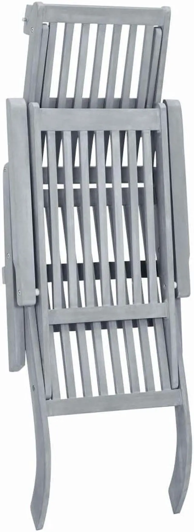 Alt view image 5 of 14 - vidaXL Deckchair Patio Lounge Chair Folding Sunlounger Gray Solid Acacia Wood