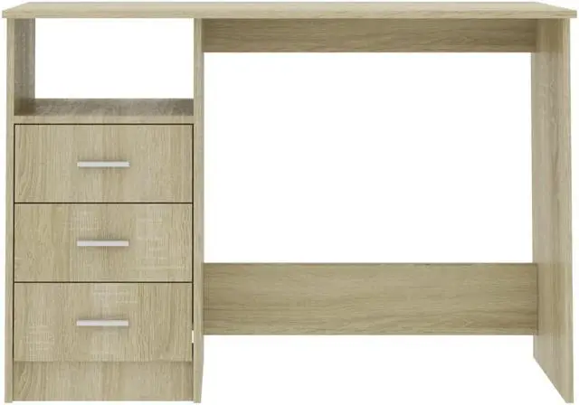 Alt view image 4 of 10 - vidaXL Desk with Drawers Standing Computer Desk Sonoma Oak Engineered Wood