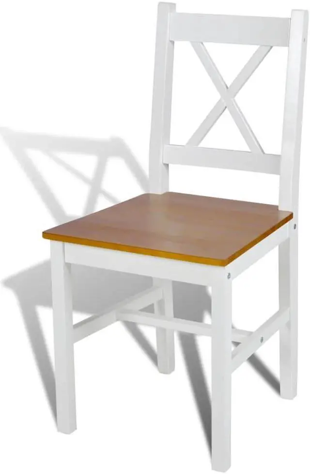 Alt view image 3 of 15 - vidaXL Dining Chairs 2 Pcs Accent Chair with Curved Slat Back White Pinewood