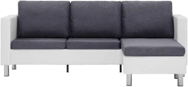 Alt view image 4 of 7 - vidaXL Sofa Upholstered Sectional Sofa Couch with Cushions White Faux Leather