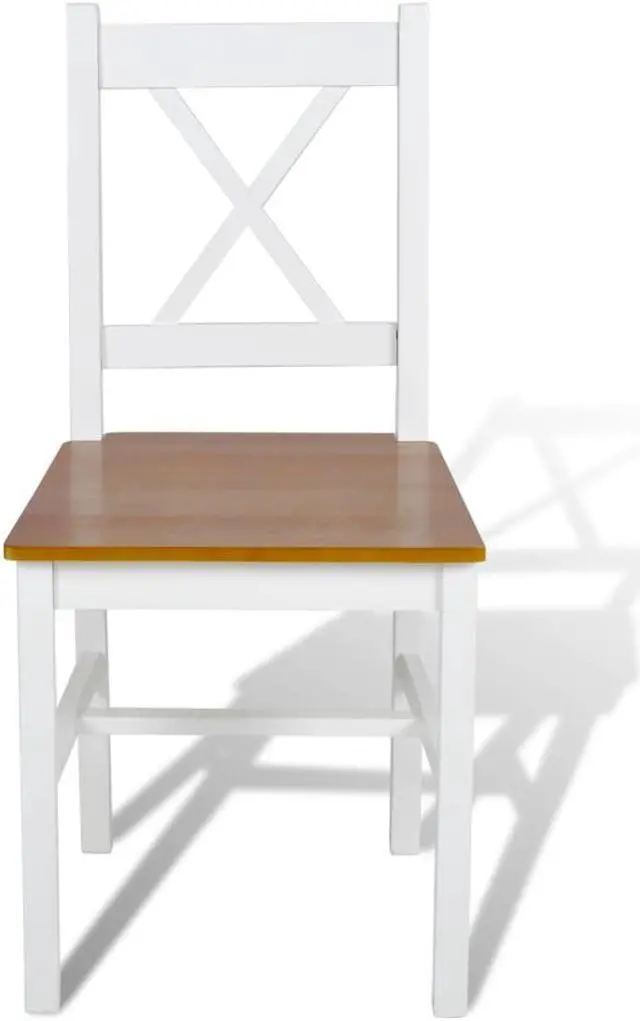 Alt view image 2 of 15 - vidaXL Dining Chairs 2 Pcs Accent Chair with Curved Slat Back White Pinewood