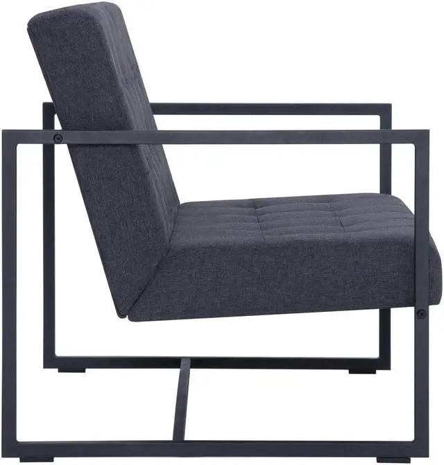 Alt view image 5 of 10 - vidaXL Sofa Loveseat with Armrests for Living Room Dark Gray Steel and Fabric