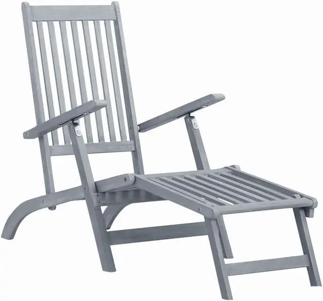 Main image of vidaXL Deckchair Patio Lounge Chair Folding Sunlounger Gray Solid Acacia Wood