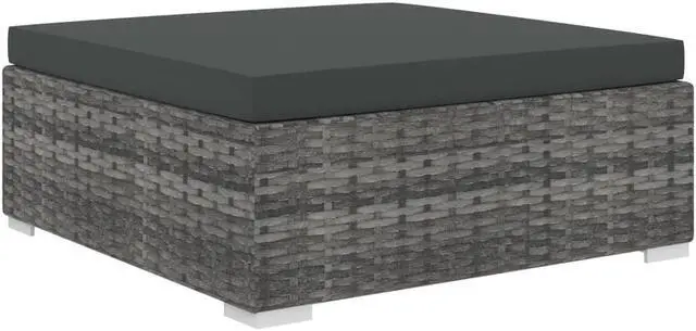 Alt view image 6 of 7 - vidaXL Patio Furniture Set 4 Piece Sectional Sofa with Table Poly Rattan Gray