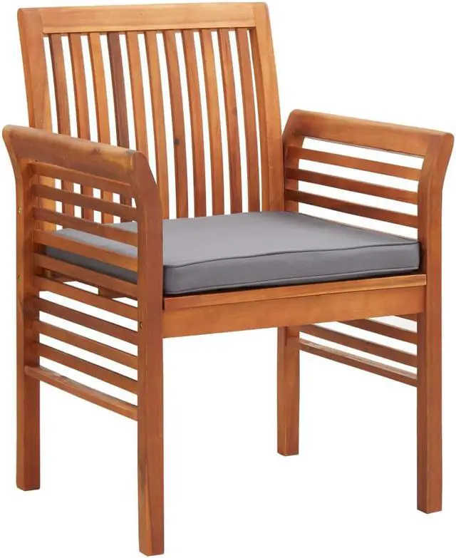 Alt view image 2 of 13 - vidaXL 2x Solid Acacia Wood Garden Dining Chairs with Cushions Slatted Patio