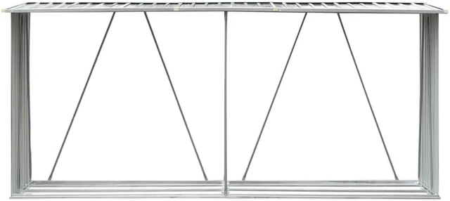 Alt view image 3 of 11 - vidaXL Firewood Rack Log Storage Holder Stand with Roof Galvanized Steel 129.9"