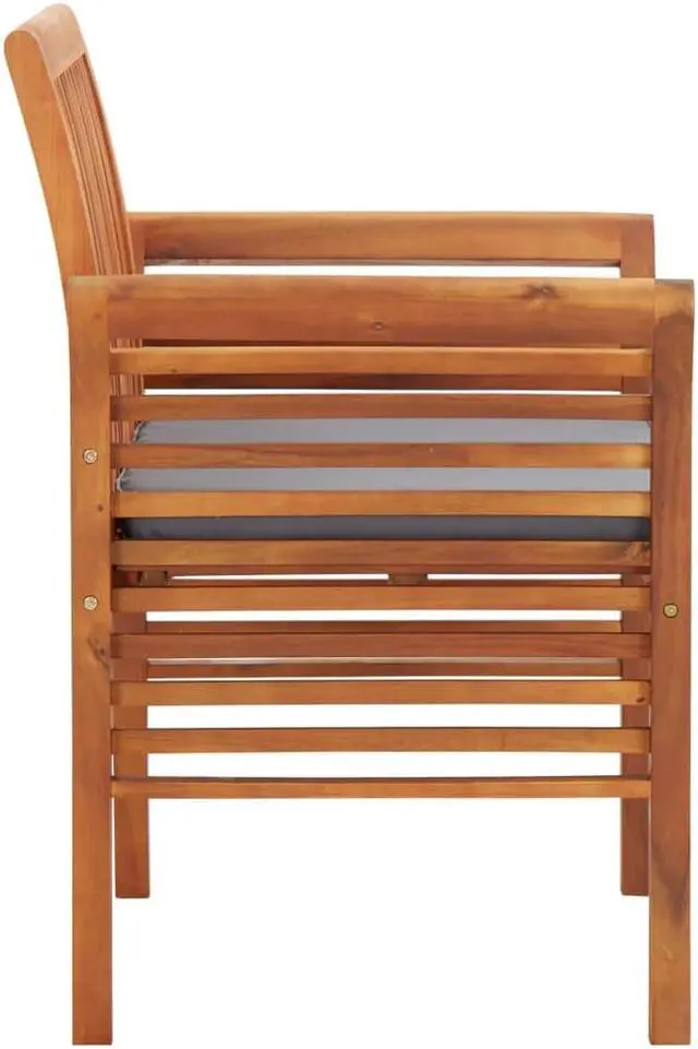 Alt view image 4 of 13 - vidaXL 2x Solid Acacia Wood Garden Dining Chairs with Cushions Slatted Patio