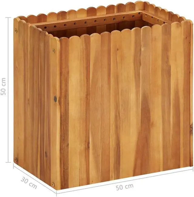 Alt view image 8 of 12 - vidaXL Garden Raised Bed 19.6"x11.8"x19.6" Solid Acacia Wood
