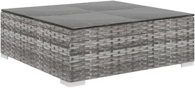 Alt view image 7 of 7 - vidaXL Patio Furniture Set 4 Piece Sectional Sofa with Table Poly Rattan Gray