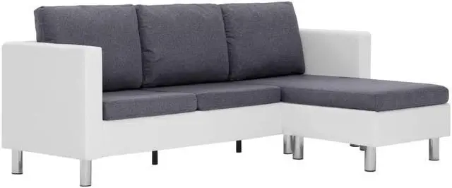 Alt view image 2 of 7 - vidaXL Sofa Upholstered Sectional Sofa Couch with Cushions White Faux Leather