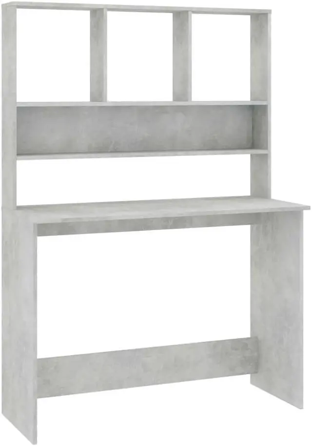 Alt view image 10 of 13 - vidaXL Desk with Shelves Home Office Computer Desk Concrete Gray Engineered Wood