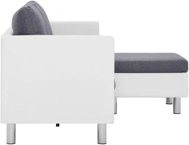 Alt view image 5 of 7 - vidaXL Sofa Upholstered Sectional Sofa Couch with Cushions White Faux Leather
