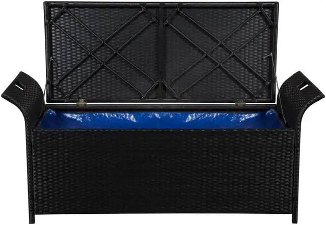 Alt view image 4 of 14 - vidaXL Patio Bed Outdoor Patio Wicker Daybed with Parasol Brown Poly Rattan