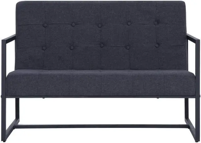 Alt view image 4 of 10 - vidaXL Sofa Loveseat with Armrests for Living Room Dark Gray Steel and Fabric