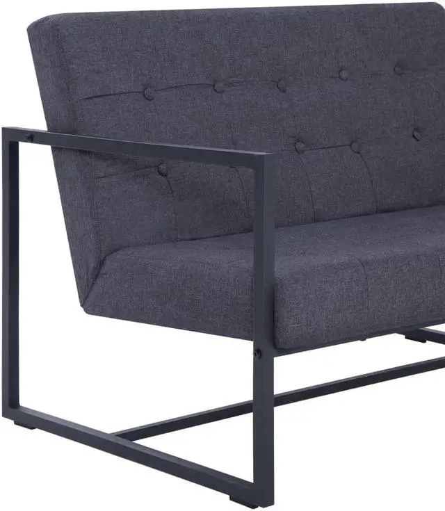 Alt view image 7 of 10 - vidaXL Sofa Loveseat with Armrests for Living Room Dark Gray Steel and Fabric