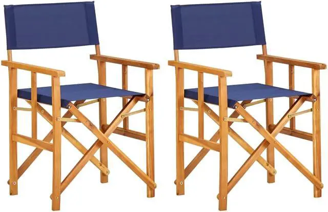 Main image of vidaXL Director's Chair 2 Pcs Foldable Camping Chair Solid Wood Acacia Blue