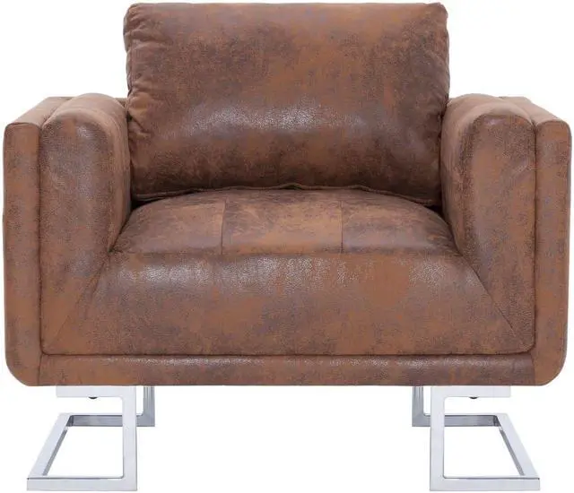 Alt view image 3 of 11 - vidaXL Armchair Upholstered Armchair Single Sofa with Chrome Feet White Leather