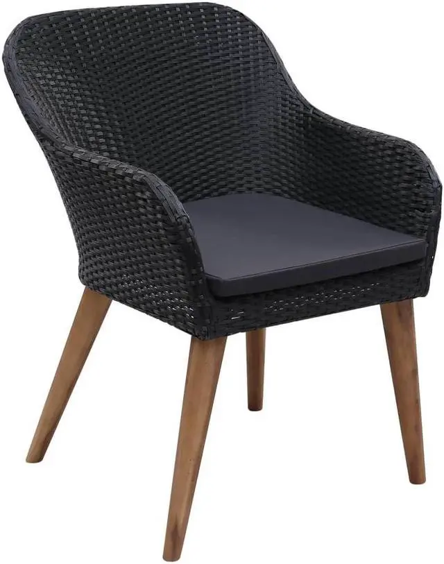 Alt view image 2 of 14 - vidaXL Patio Chairs 2 Pcs Patio Dining Chair with Cushions Poly Rattan Black