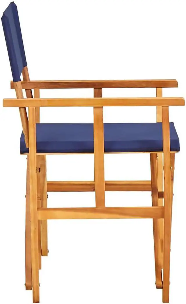 Alt view image 7 of 15 - vidaXL Director's Chair Solid Acacia Wood Blue
