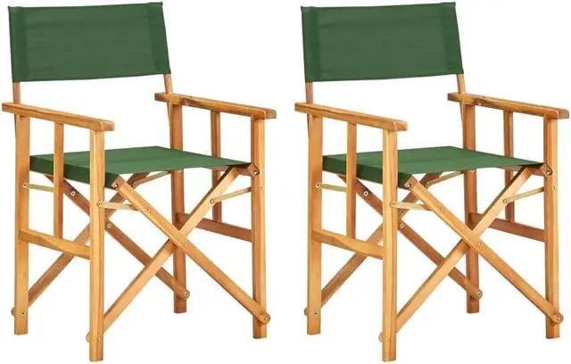 Alt view image 14 of 15 - vidaXL Director's Chairs 2 pcs Solid Acacia Wood Green