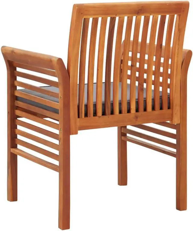 Alt view image 5 of 13 - vidaXL 2x Solid Acacia Wood Garden Dining Chairs with Cushions Slatted Patio
