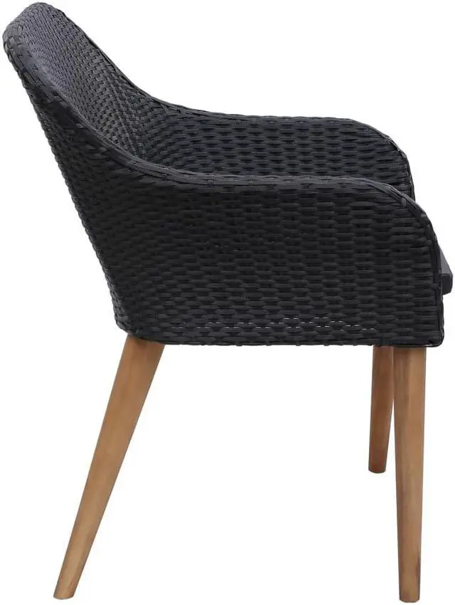 Alt view image 4 of 14 - vidaXL Patio Chairs 2 Pcs Patio Dining Chair with Cushions Poly Rattan Black