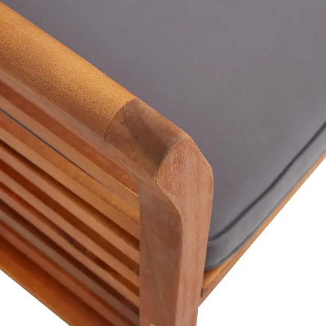 Alt view image 4 of 7 - vidaXL Solid Acacia Wood 5 Piece Patio Dining Set with Cushions Table Chairs