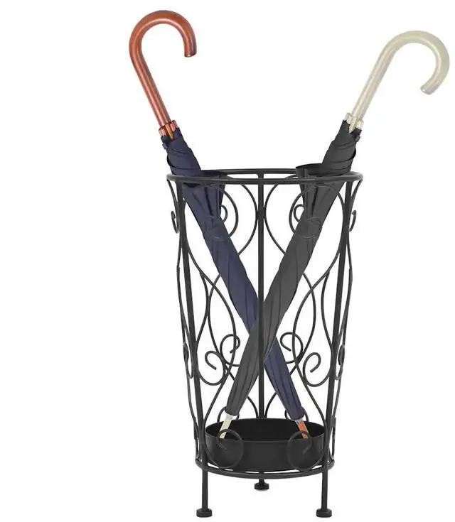 Alt view image 7 of 10 - vidaXL Umbrella Stand Vintage Style Metal 10.2"x18.1" Black