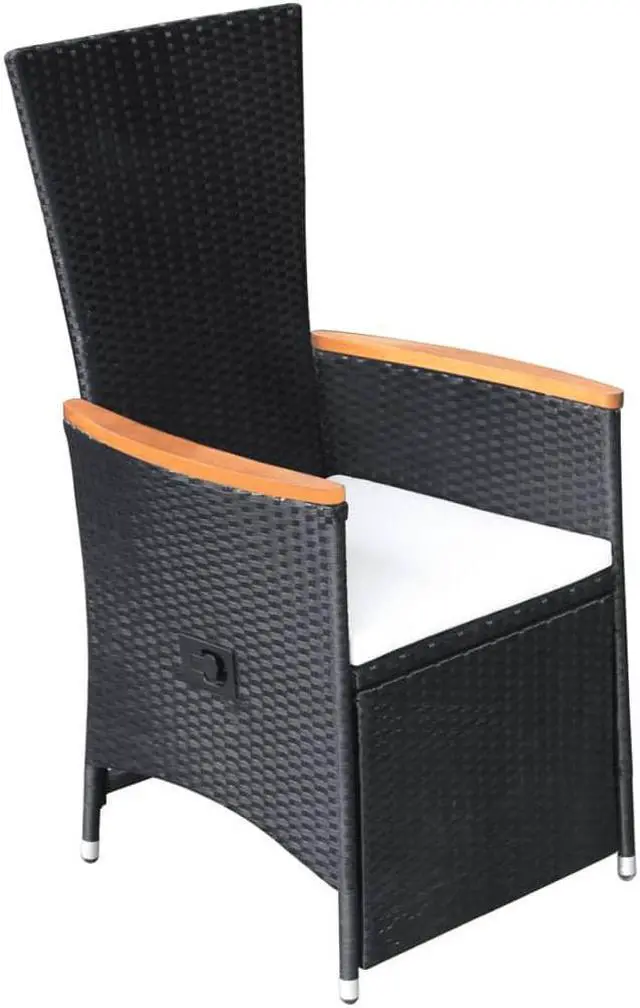 Alt view image 6 of 13 - vidaXL Reclining Garden Chairs 2 pcs with Cushions Poly Rattan Black