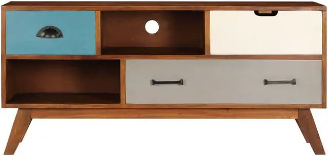 Alt view image 5 of 13 - vidaXL TV Stand TV Unit Sideboard Cupboard with 3 Drawers Solid Acacia Wood