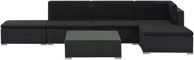 Alt view image 4 of 7 - vidaXLPatio Sofa Set Sectional Sofa Patio Furniture 6 Piece Poly Rattan Black