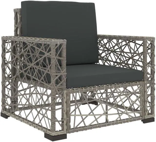 Alt view image 3 of 7 - vidaXL Patio Furniture Set 8 Piece Outdoor Sofa and Table Poly Rattan Gray