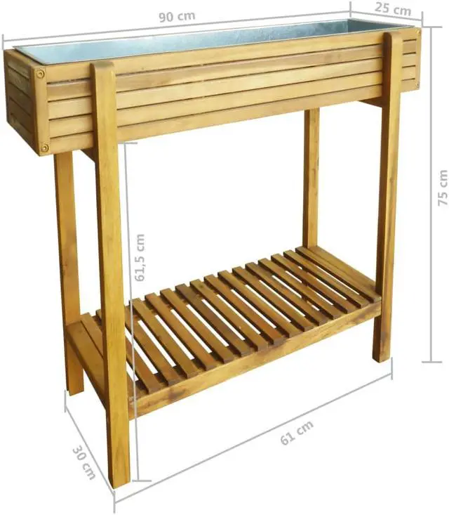 Alt view image 7 of 15 - vidaXL Raised Garden Bed Raised Flower Bed with Shelf Plant Box Solid Wood