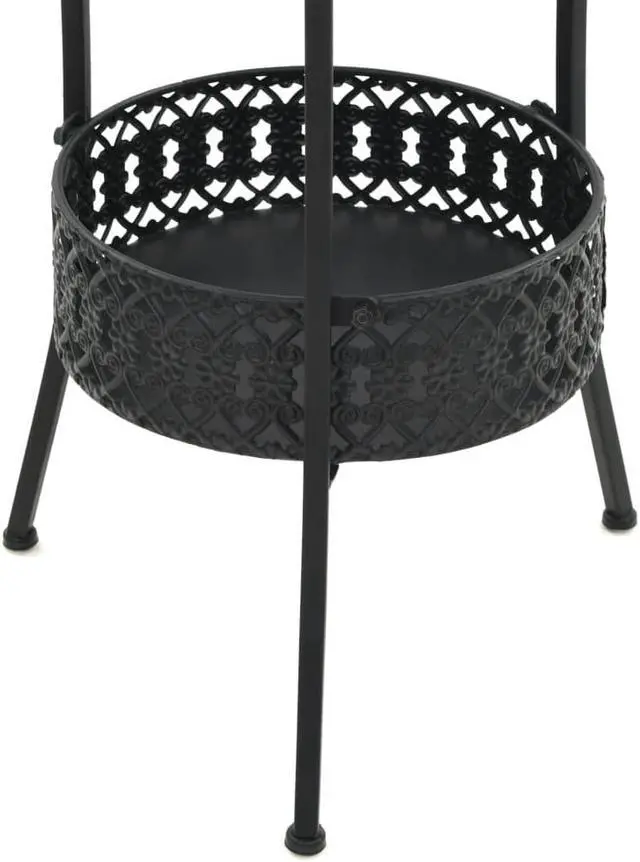 Alt view image 10 of 13 - vidaXL Bistro Table Patio Table with Storage Garden Outdoor Side Table Metal