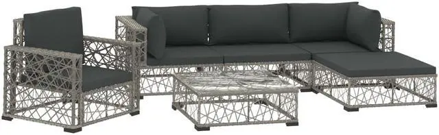 Main image of vidaXL Patio Furniture Set 8 Piece Outdoor Sofa and Table Poly Rattan Gray