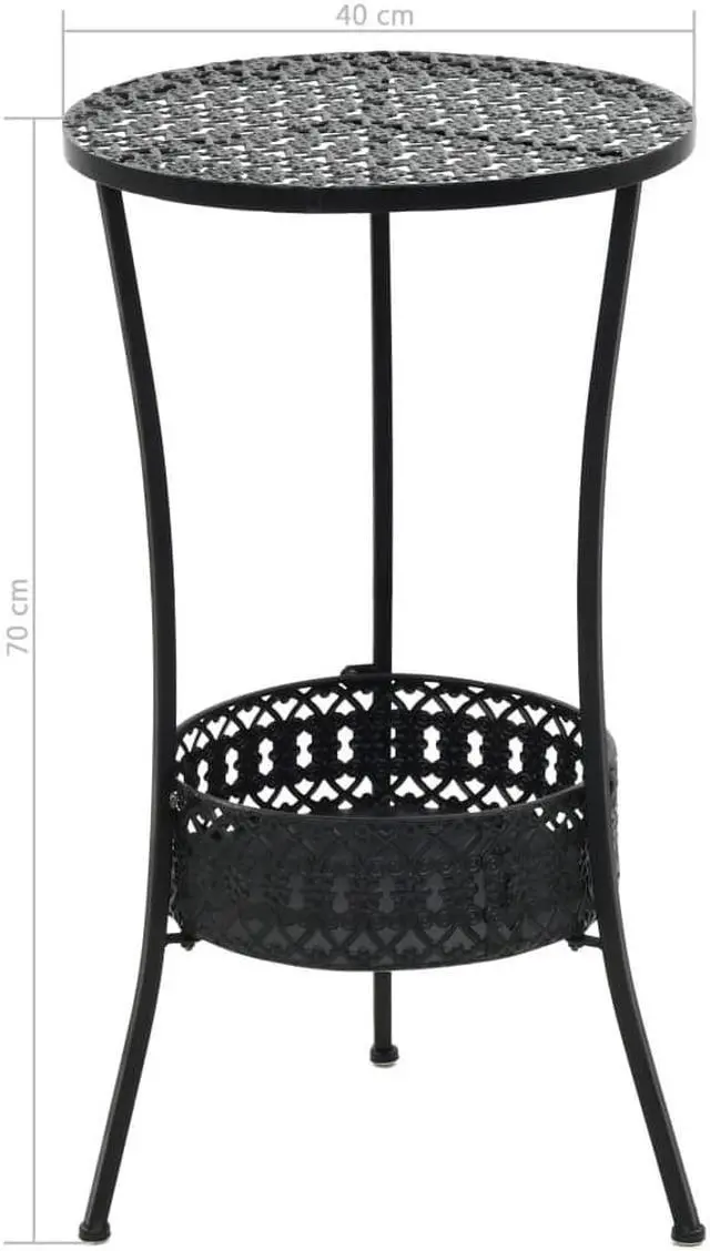 Alt view image 3 of 13 - vidaXL Bistro Table Patio Table with Storage Garden Outdoor Side Table Metal