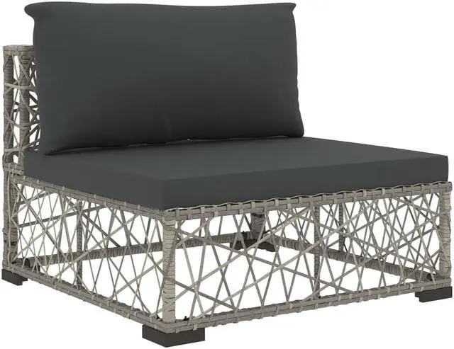 Alt view image 5 of 7 - vidaXL Patio Lounge Set Outdoor Sectional Sofa Set 6 Piece Poly Rattan Gray