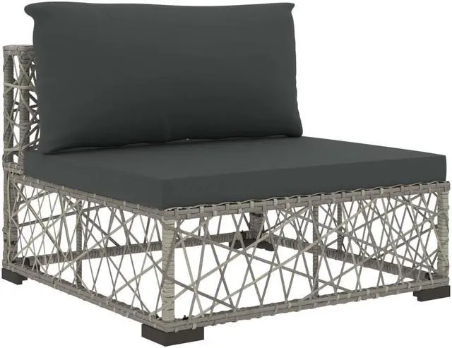 Alt view image 5 of 7 - vidaXL Patio Furniture Set 8 Piece Outdoor Sofa and Table Poly Rattan Gray