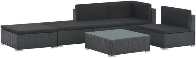 Alt view image 2 of 7 - vidaXLPatio Sofa Set Sectional Sofa Patio Furniture 6 Piece Poly Rattan Black