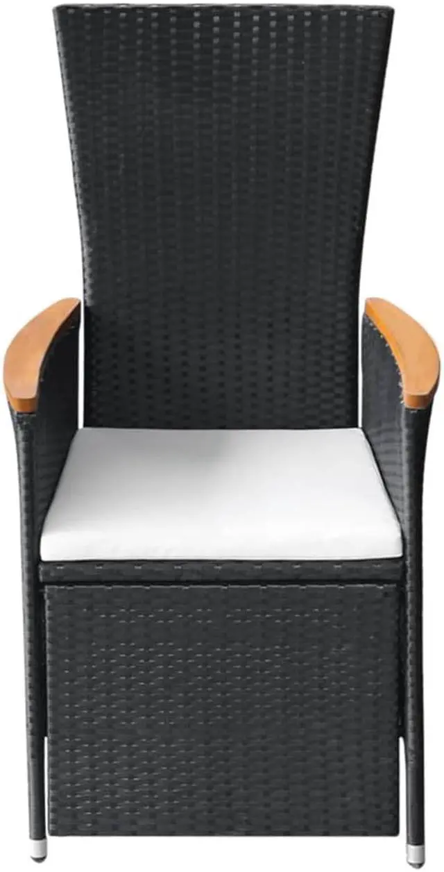 Alt view image 8 of 13 - vidaXL Reclining Garden Chairs 2 pcs with Cushions Poly Rattan Black